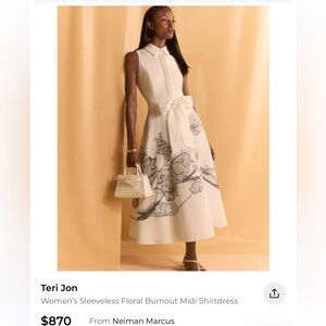 Teri Jon Cream Floral Midi Dress